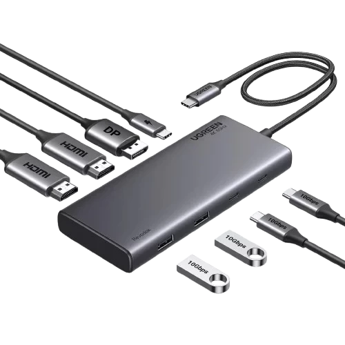 محطة إرساء يو جرين 8 في 1 بمنفذ USB-C شاشة مزدوجة 4K HDMI, DisplayPort, USB 3.2 محطة إرساء يو جرين 8 في 1 بمنفذ USB-C شاشة مزدوجة 4K HDMI, DisplayPort, USB 3.2